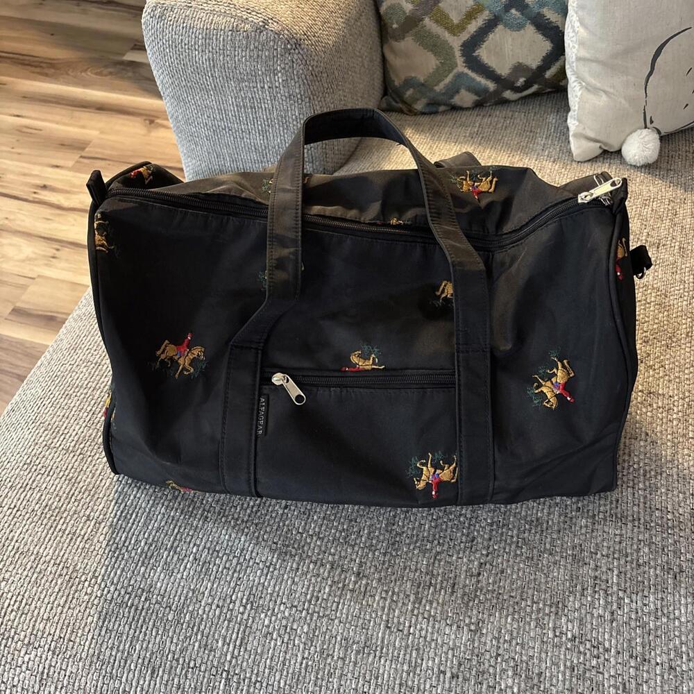 Black  18”  Alfagear Embroidered Duffle Bag Carry On Travel Horses